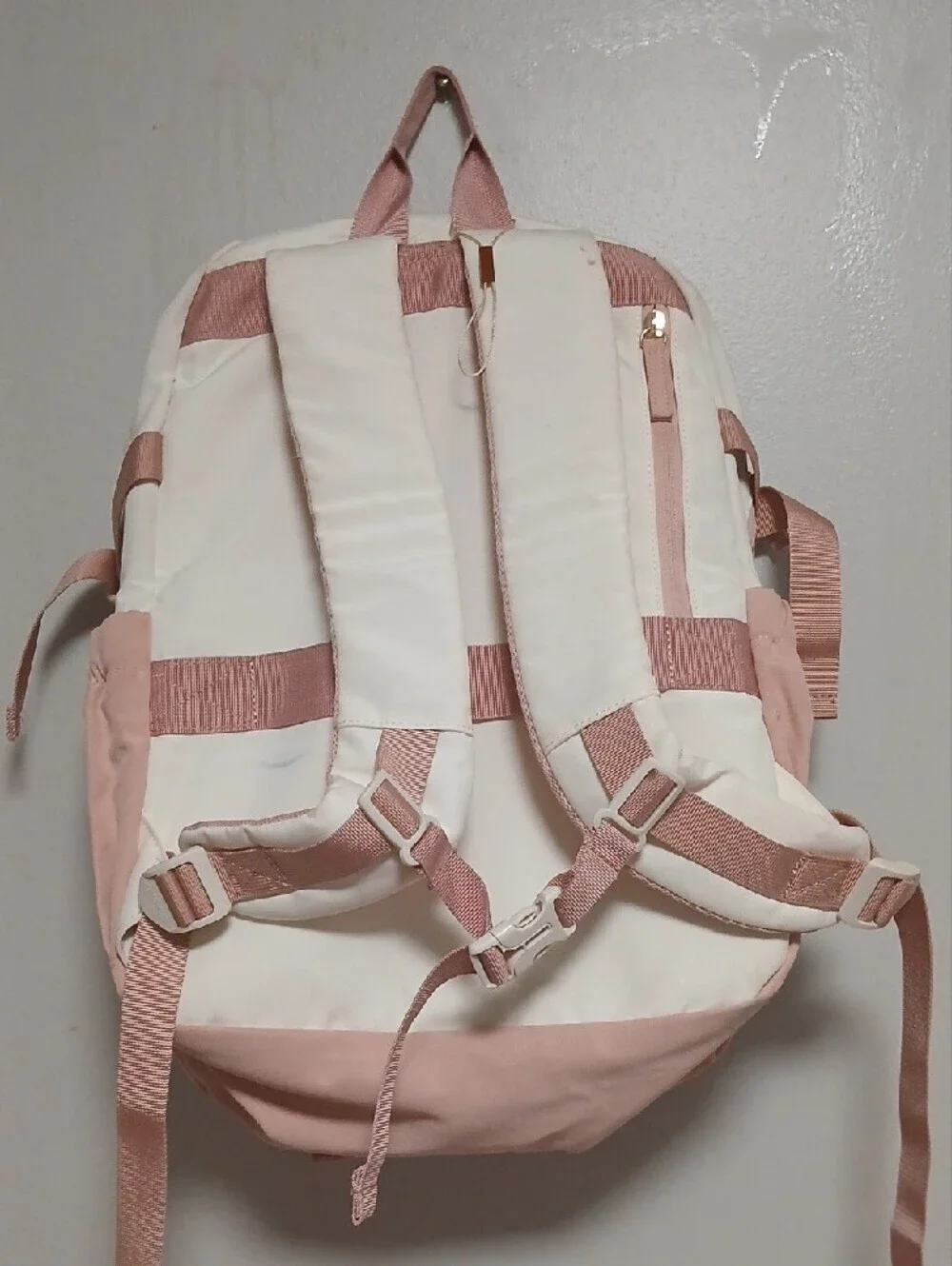 Two-Tone Cream and Light Pink Everyday Backpack
